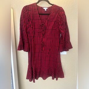 Time and Tru Red and Black Plaid Mini Dress